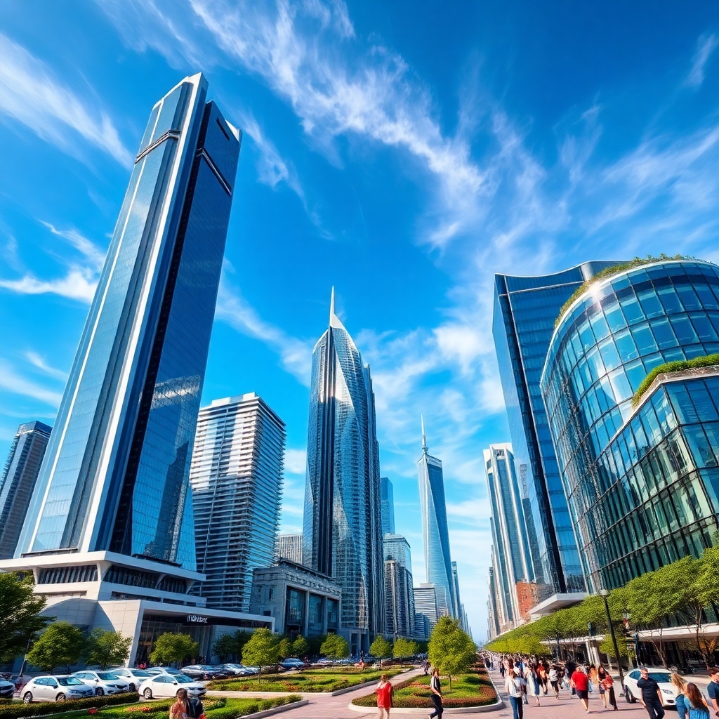 Modern Skyscrapers Against a Blue Sky – free AI stock image