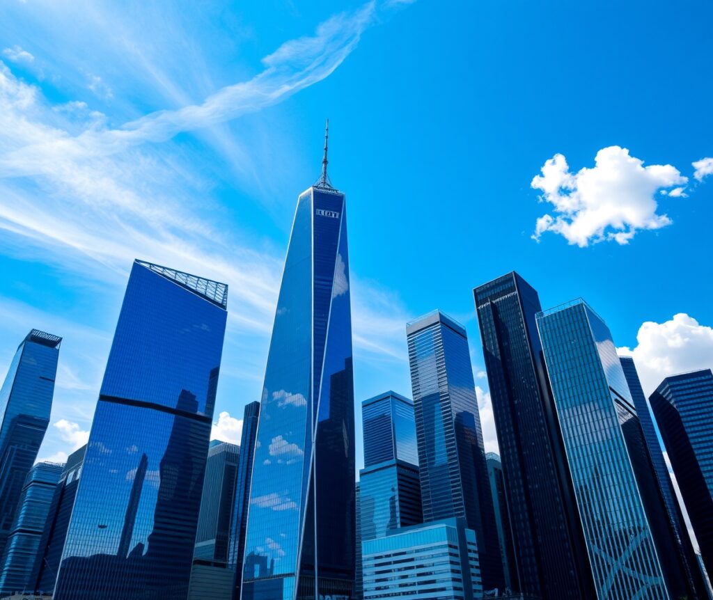 Modern Skyscrapers Against a Blue Sky – free AI stock image