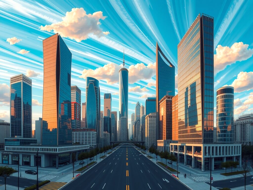 Modern Skyscrapers Against a Blue Sky – free AI stock image