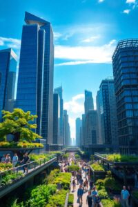 Modern Skyscrapers Against a Blue Sky – free AI stock image