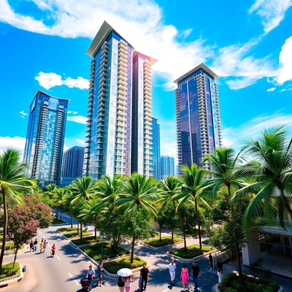 Modern Skyscrapers Against a Clear Blue Sky – free AI stock image