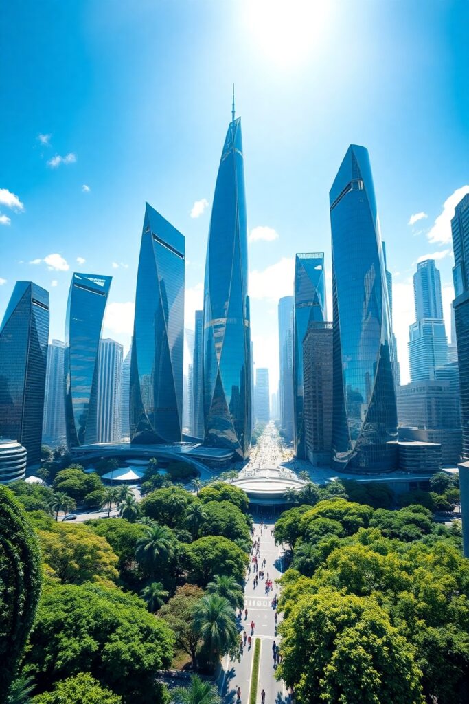 Modern Skyscrapers Against a Clear Sky – free AI stock image