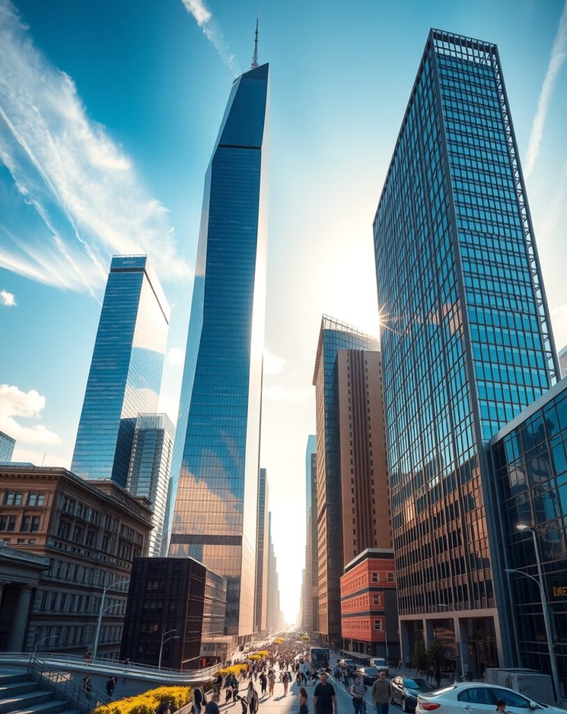 Modern Skyscrapers Reaching for the Sky – free AI stock image