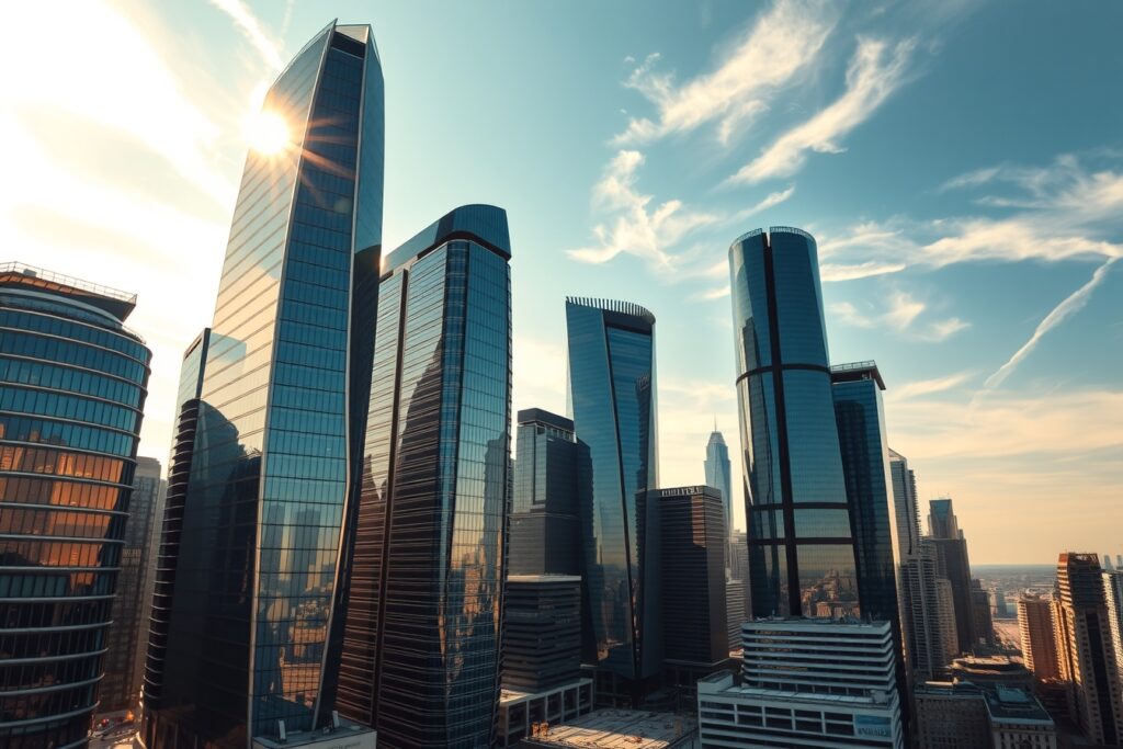 Modern Skyscrapers Touching the Sky – free AI stock image