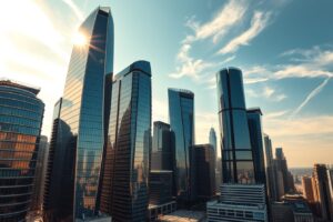 Modern Skyscrapers Touching the Sky – free AI stock image