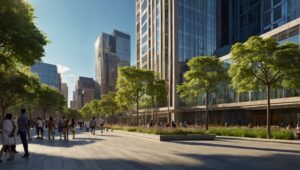 Modern Urban Architecture Under Blue Skies – free AI stock image