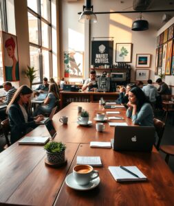 Modern Urban Lifestyle in a Coffee Shop – free AI stock image