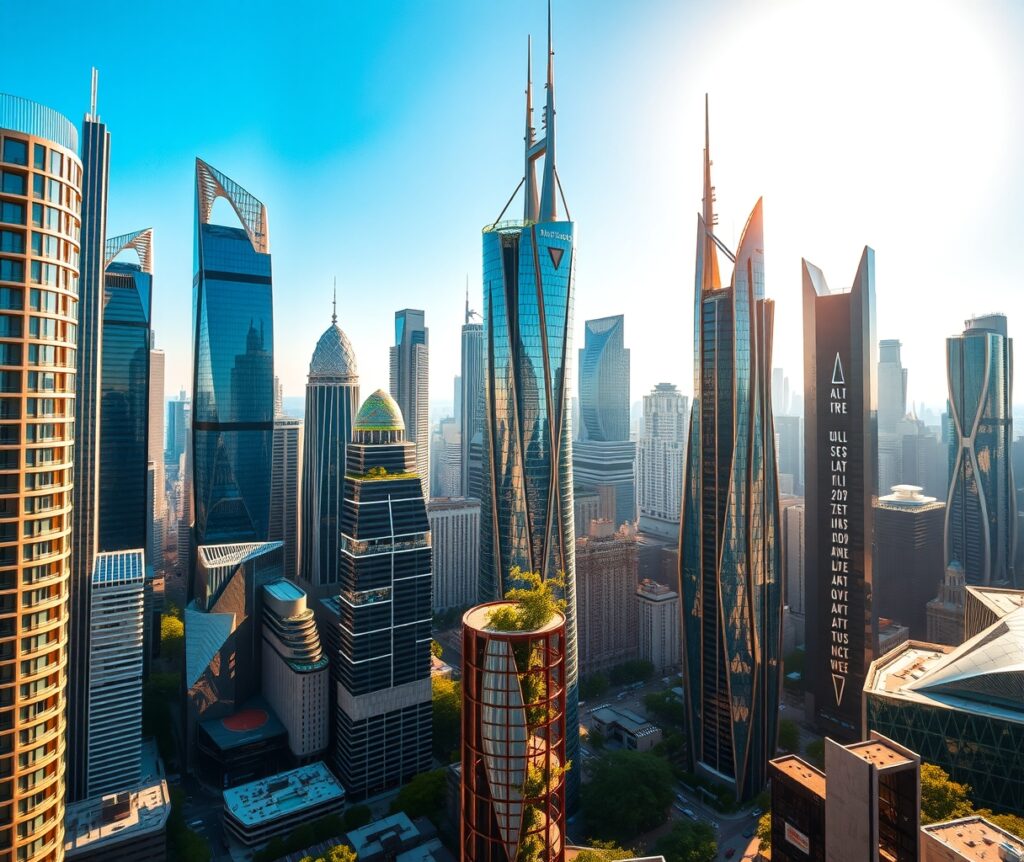 Modern Urban Skyscrapers Against Blue Sky – free AI stock image