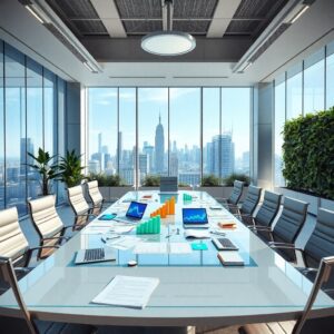 A Modern Workspace with Financial Charts – free AI stock image