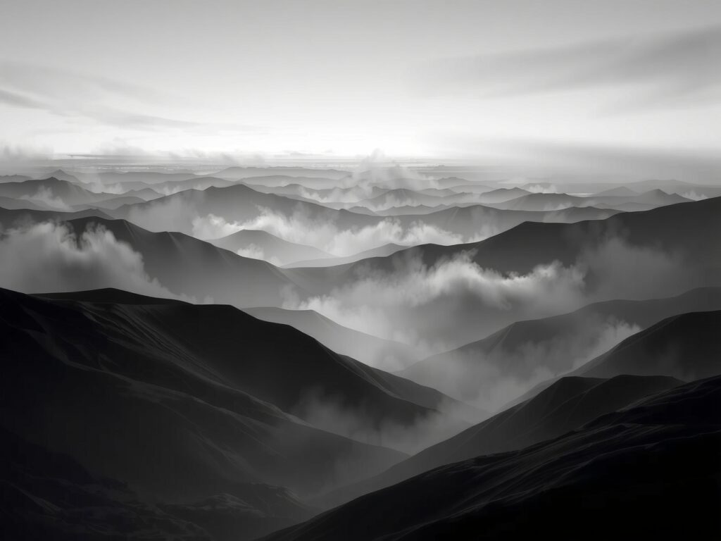 Monochrome Abstract Landscape at Dusk – free AI stock image