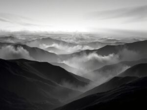Monochrome Abstract Landscape at Dusk – free AI stock image