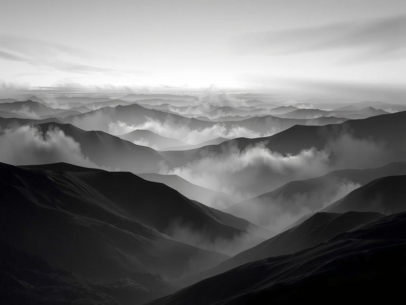 Monochrome Abstract Landscape at Dusk – free AI stock image