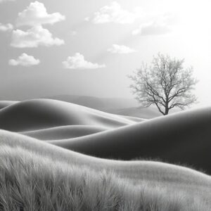 Monochrome Abstract Landscape in Shades of Gray – free AI stock image