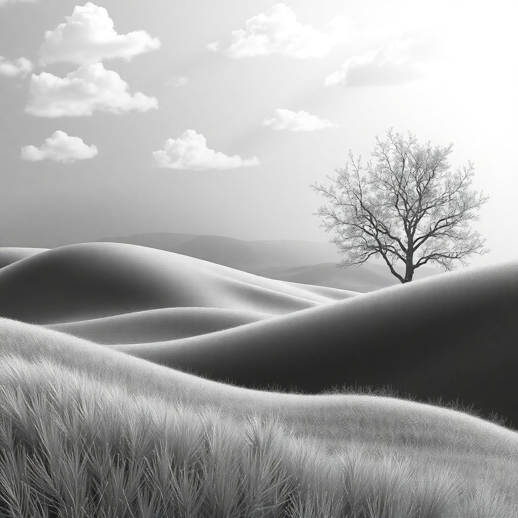 Monochrome Abstract Landscape in Shades of Gray – free AI stock image