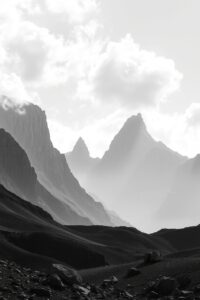 Monochrome Abstract Landscape of Mountains – free AI stock image