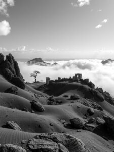 Monochrome Abstract Landscape with Soft Textures – free AI stock image