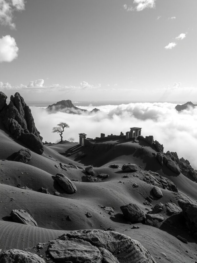 Monochrome Abstract Landscape with Soft Textures – free AI stock image