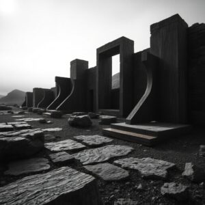 Monochrome Abstract Landscape with Textures – free AI stock image