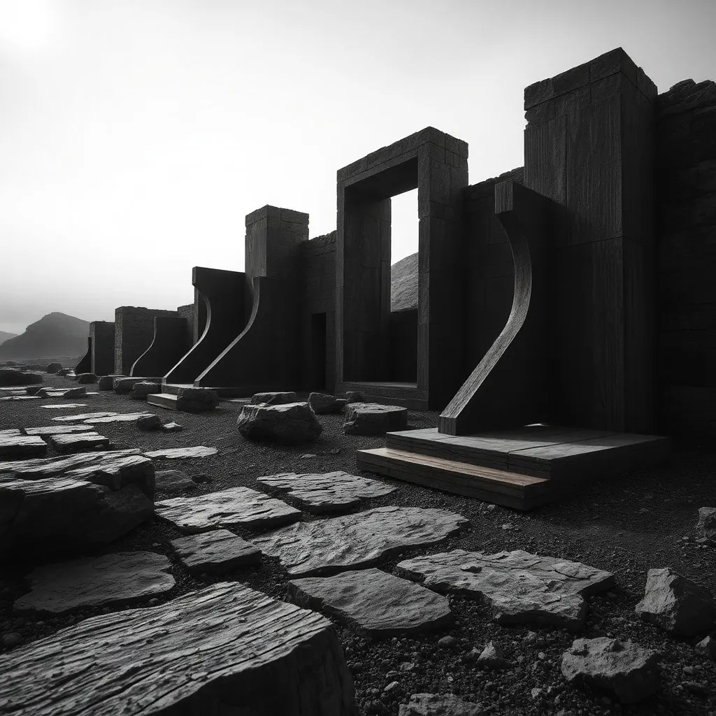 Monochrome Abstract Landscape with Textures