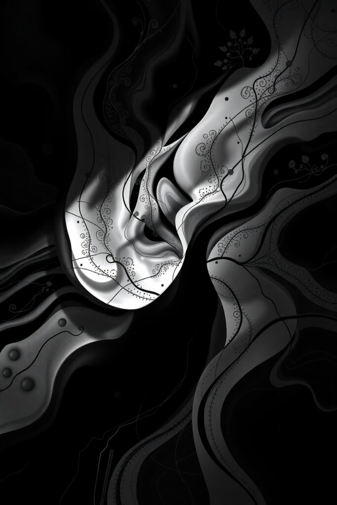 Monochrome Abstract Patterns in Shadow – free AI stock image