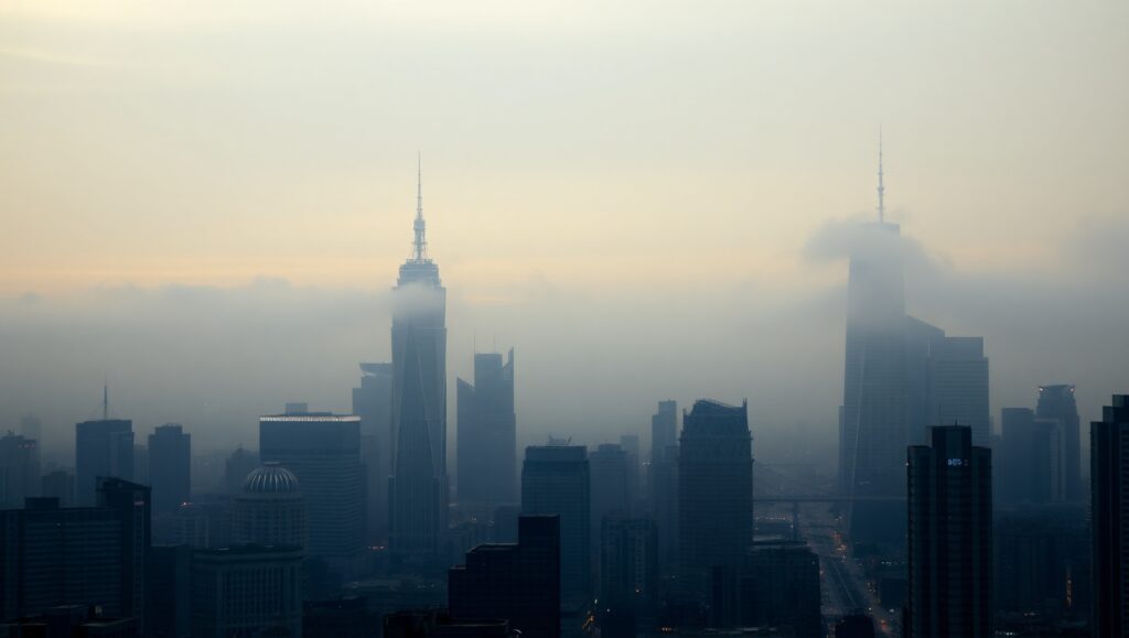 Monochrome City at Dusk – free AI stock image