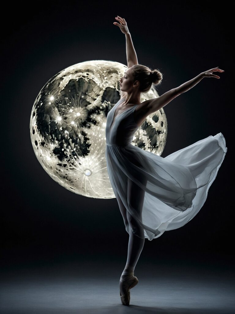A Monochrome Dance Under Moonlight – free AI stock image