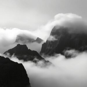 Monochrome Landscape of Eerie Mountains – free AI stock image