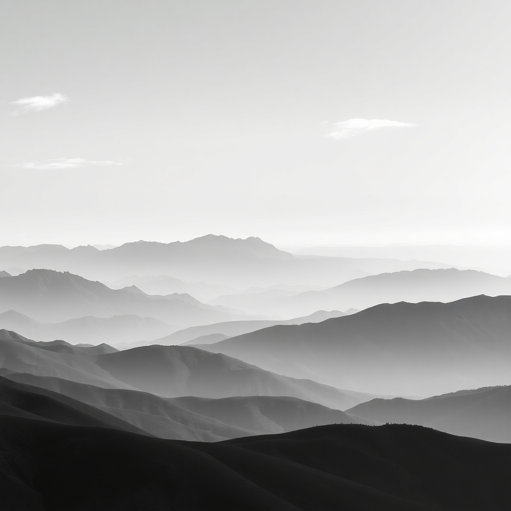 Monochrome Landscape of Rolling Hills – free AI stock image