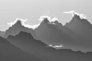Monochrome Landscape of Serene Mountains – free AI stock image