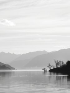 Monochrome Landscape of Solitude and Stillness – free AI stock image