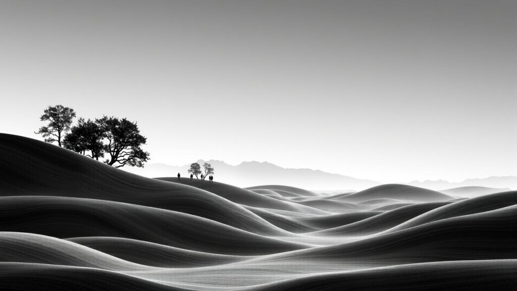Monochrome Landscape with Abstract Textures – free AI stock image