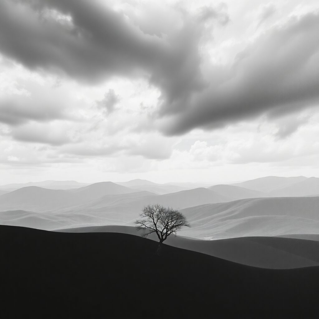Monochrome Landscape with Stark Contrast – free AI stock image