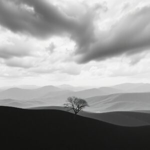 Monochrome Landscape with Stark Contrast – free AI stock image