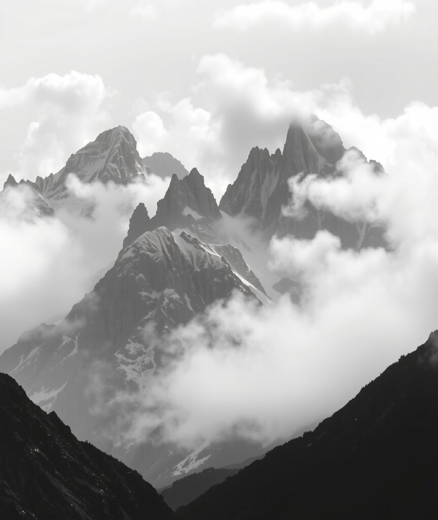 Monochrome Minimalist Mountain Landscape – free AI stock image