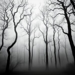 Monochrome Mystique of a Silent Forest – free AI stock image