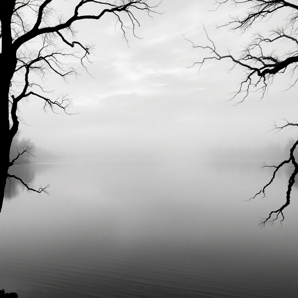 Monochrome Reflections in a Quiet Lake – free AI stock image