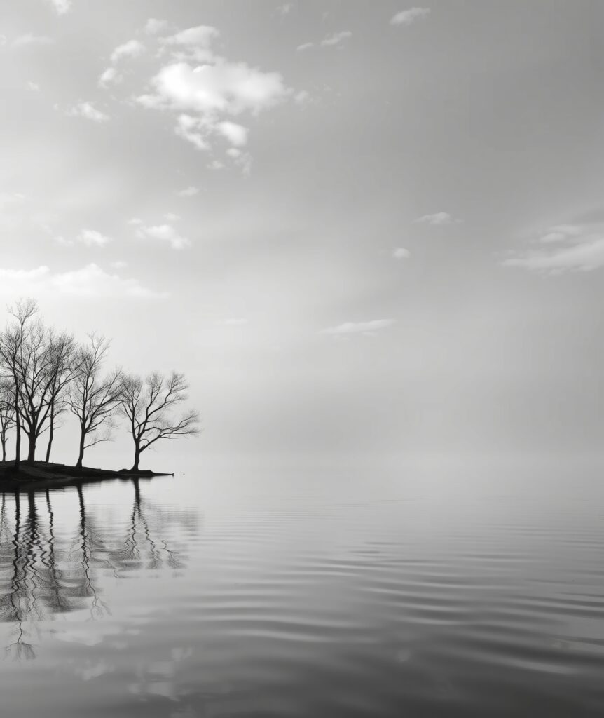 Monochrome Reflections in Water – free AI stock image
