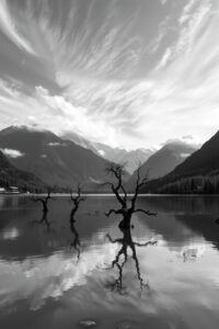 Monochrome Serenity in Nature’s Embrace – free AI stock image