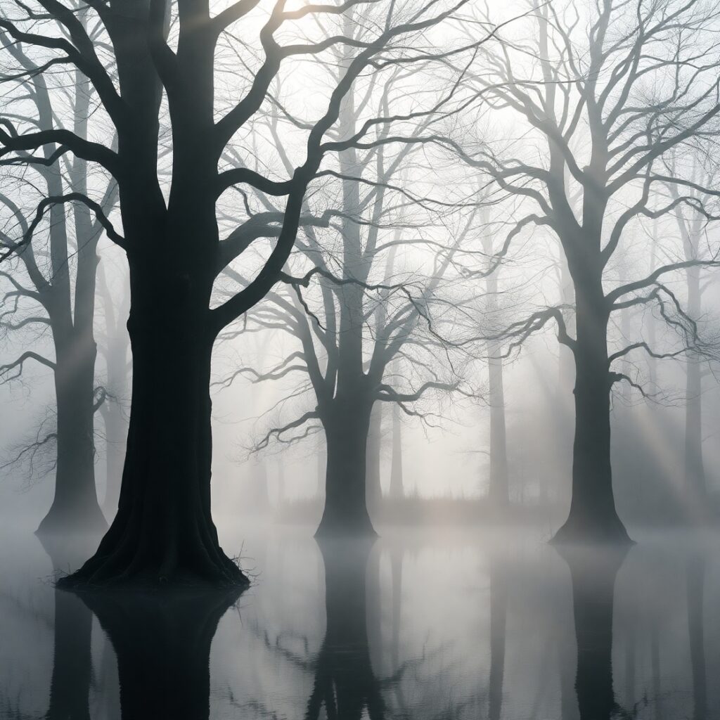 Monochrome Serenity in Nature’s Embrace – free AI stock image