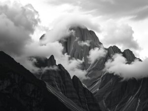Moody Mountains in Monochrome – free AI stock image