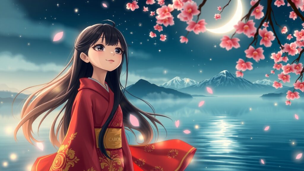 Moonlit Cherry Blossom Serenity – free AI stock image