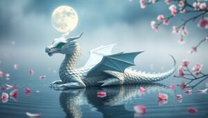 Moonlit Origami Dragon Scene – free AI stock image