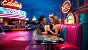 Moonlit Retro Diner Vibes – free AI stock image