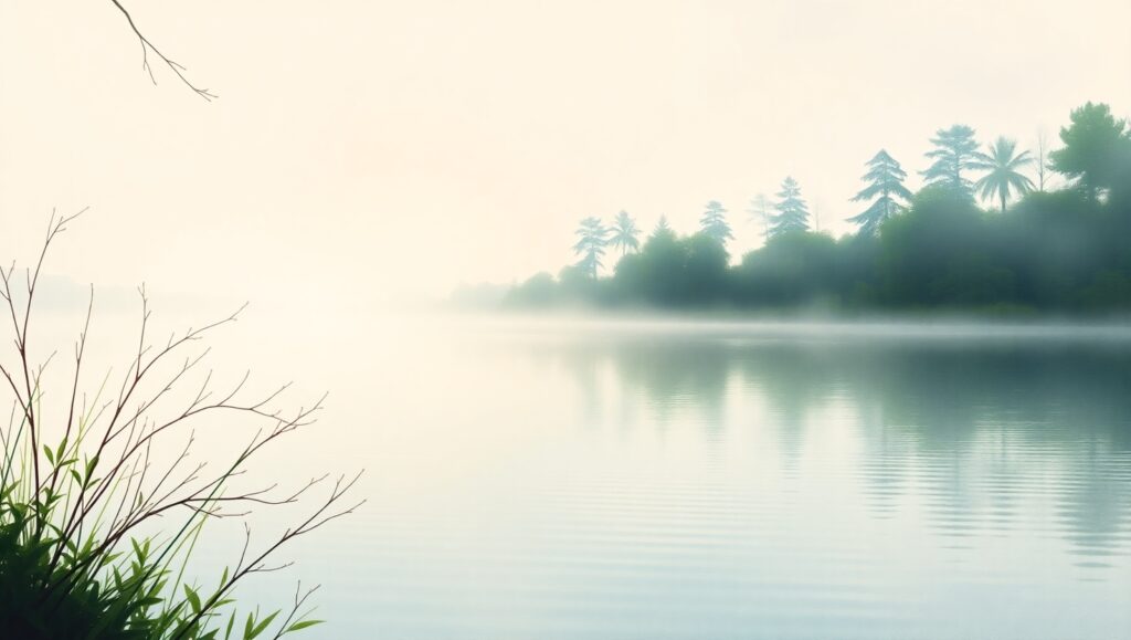 Morning Bliss by the Lakeside – free AI stock image