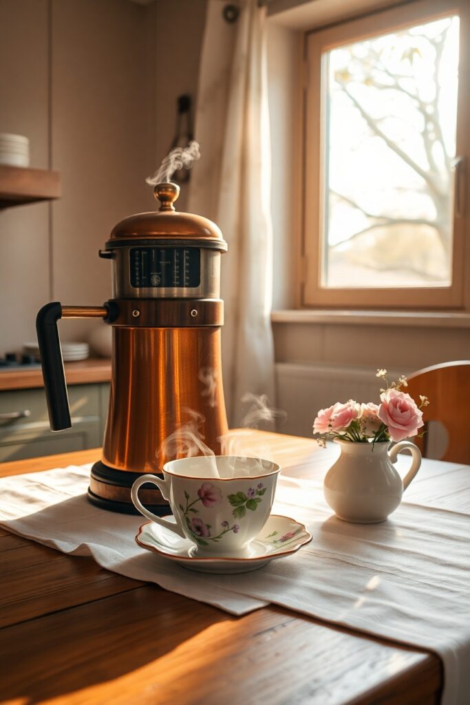 Morning Coffee Ritual in a Cozy Kitchen – free AI stock image
