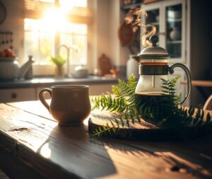 Morning Coffee Ritual in a Cozy Kitchen – free AI stock image
