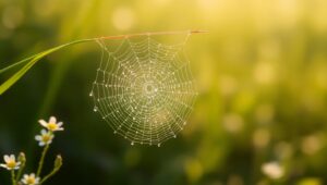 Morning Dew and Spider – free AI stock image
