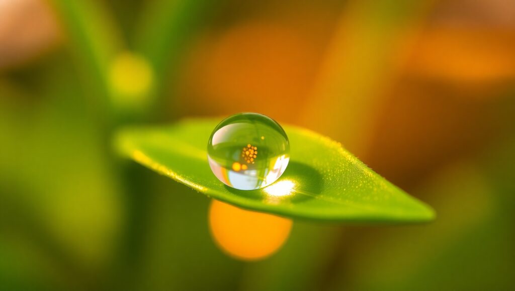 Morning Dew on Leaf Close-Up – free AI stock image