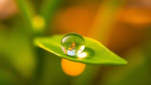 Morning Dew on Leaf Close-Up – free AI stock image