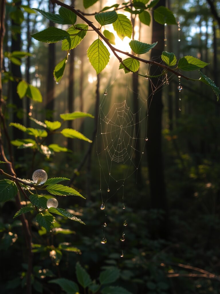 Morning Dew on Lush Green Leaves – free AI stock image